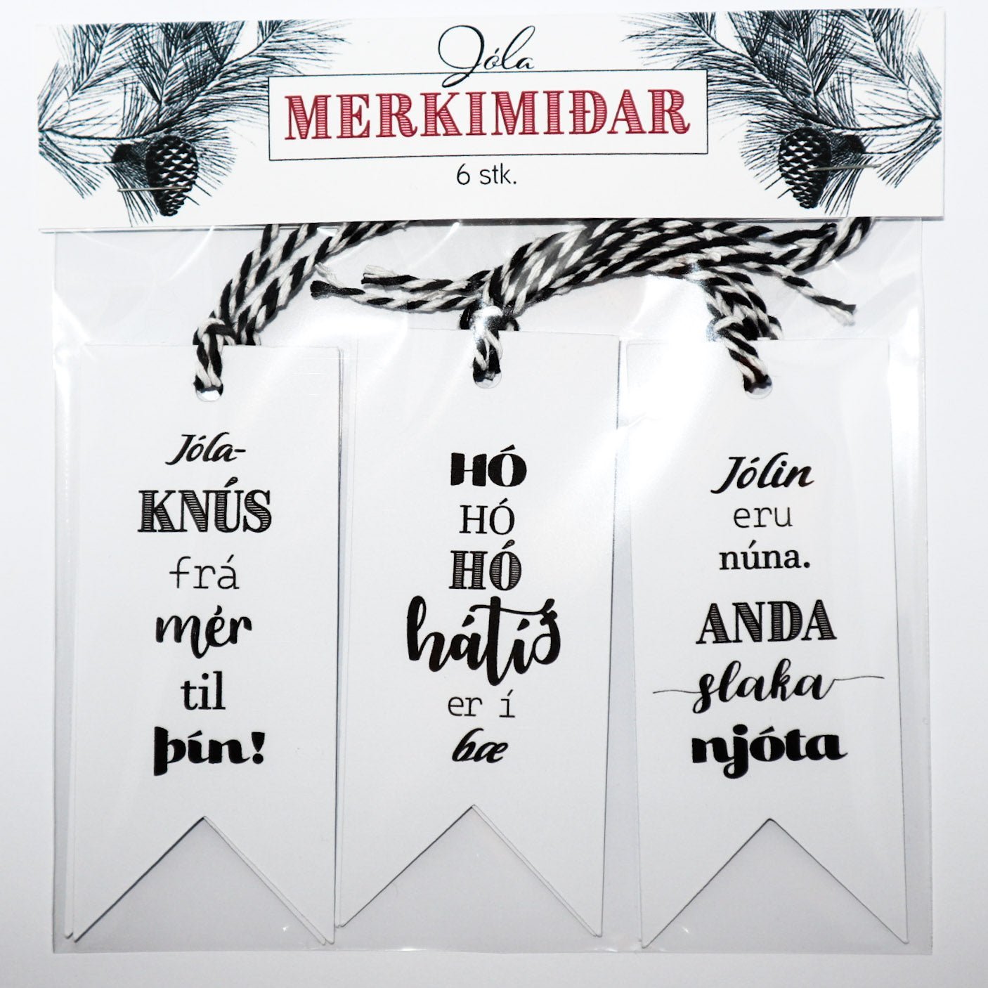Jólamerkimiðar - 6 stk. Texti - Korterí