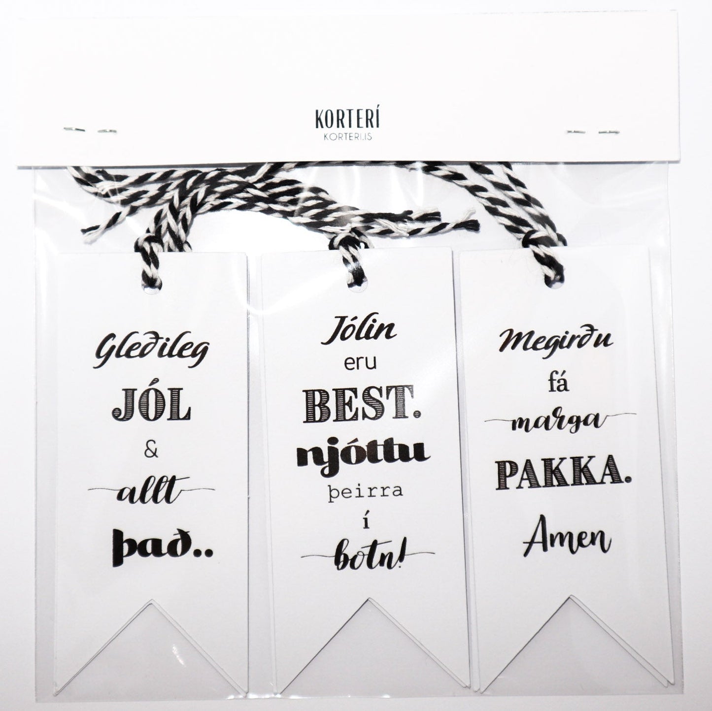 Jólamerkimiðar - 6 stk. Texti - Korterí