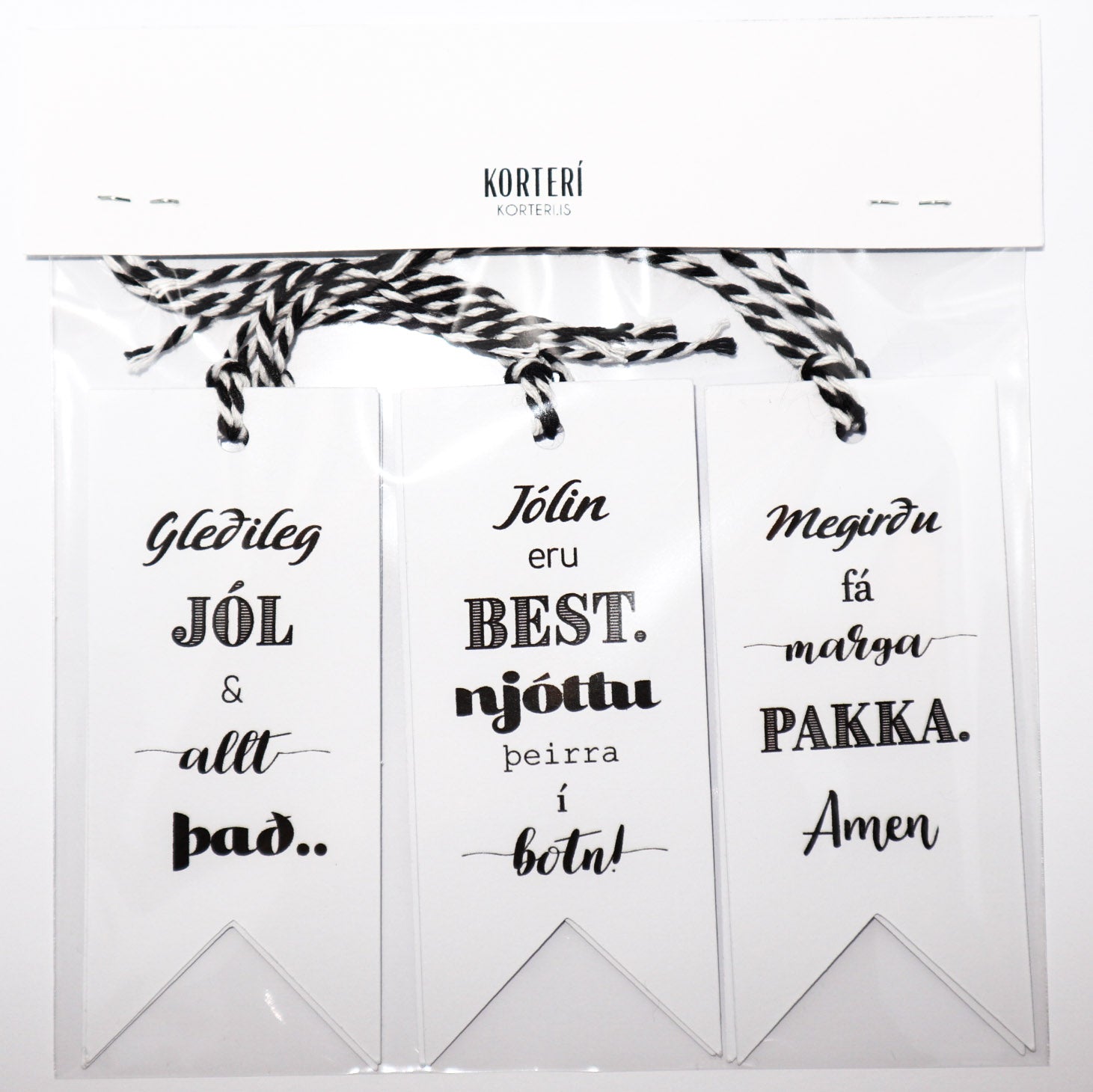 Jólamerkimiðar - 6 stk. Texti - Korterí