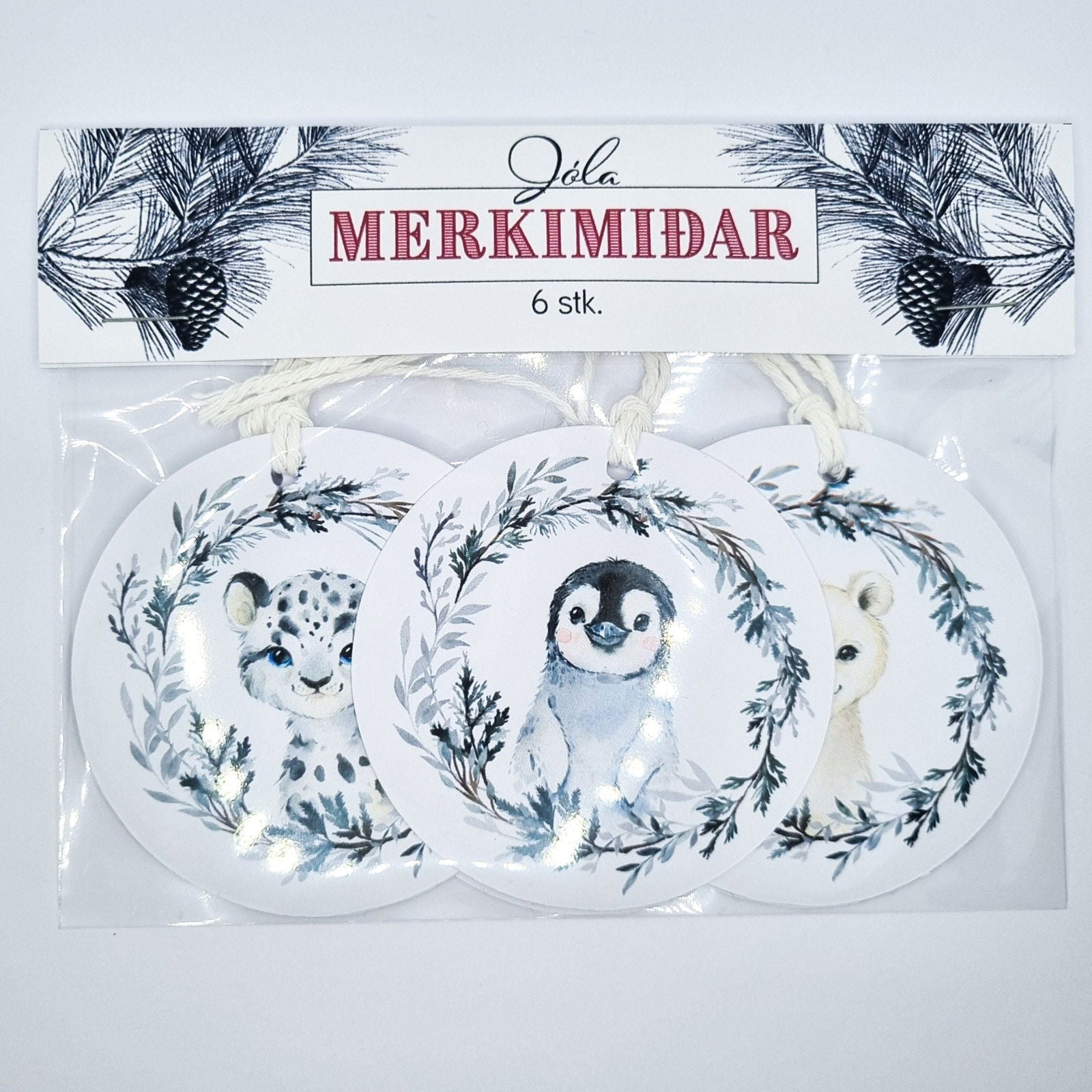 Jólamerkimiðar - Dýrakrans - Korterí