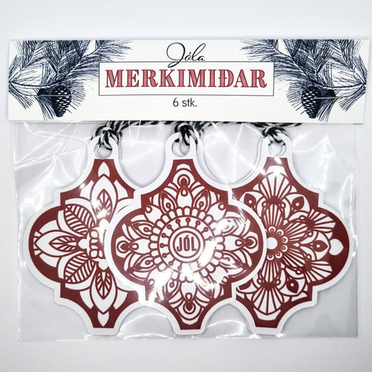 Jólamerkimiðar - Mandala - 2 litir - Korterí