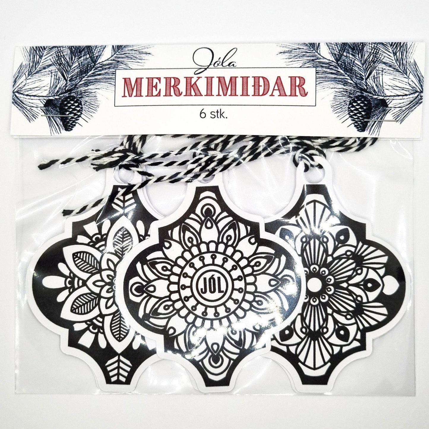 Jólamerkimiðar - Mandala - 2 litir - Korterí