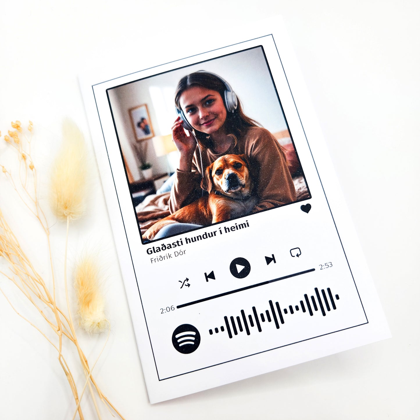 Persónulegt kort með Spotify kóða