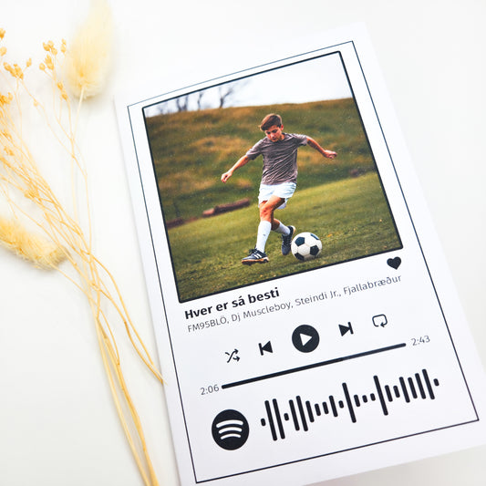 Persónulegt kort með Spotify kóða