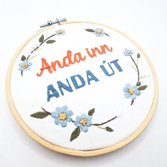 Útsaumsmynd - Anda inn Anda út