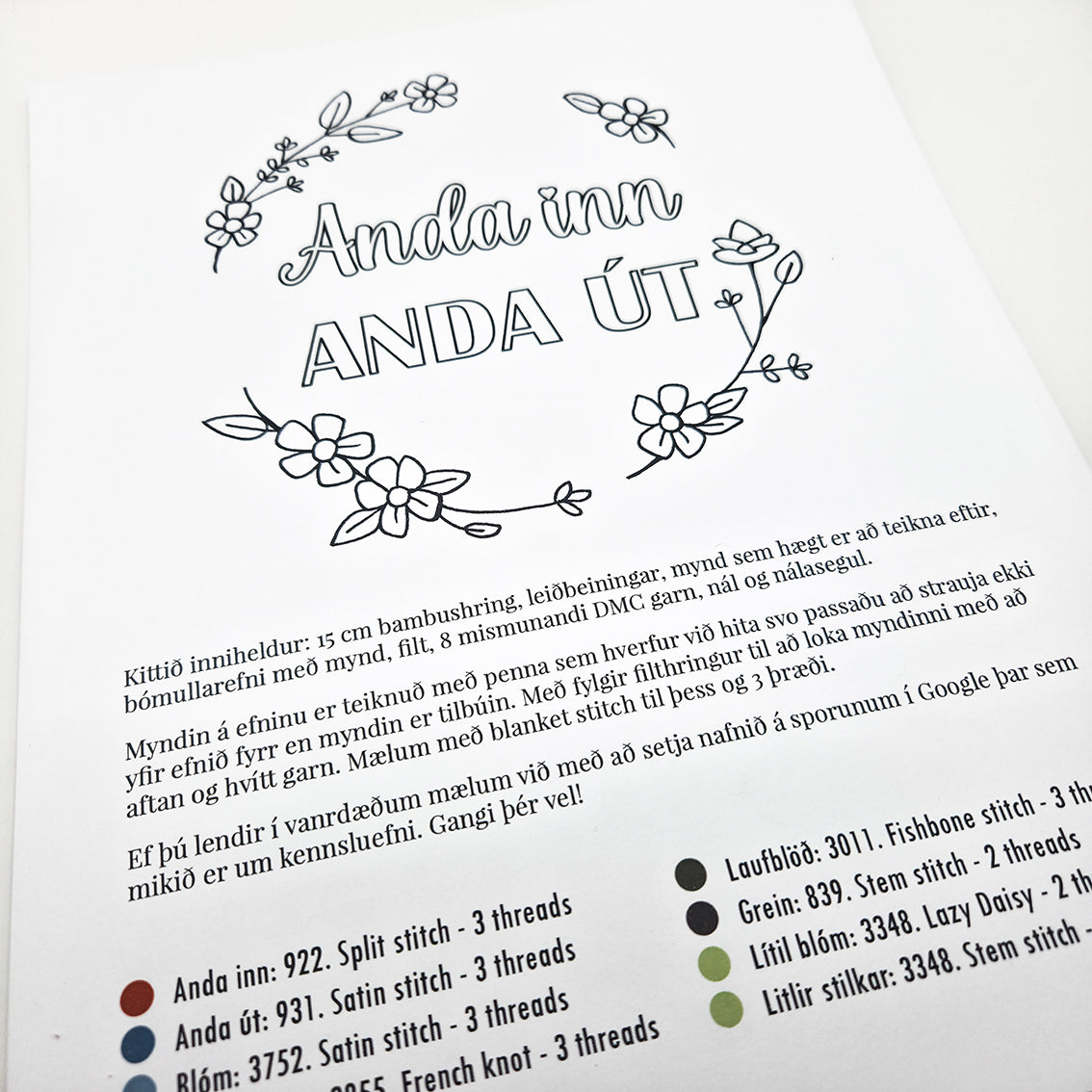 Útsaumskitt - Anda inn Anda út