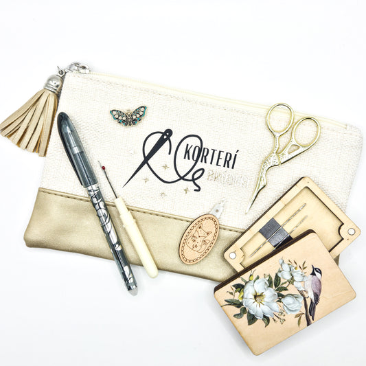 Bróderítaska með útsaumshlutum