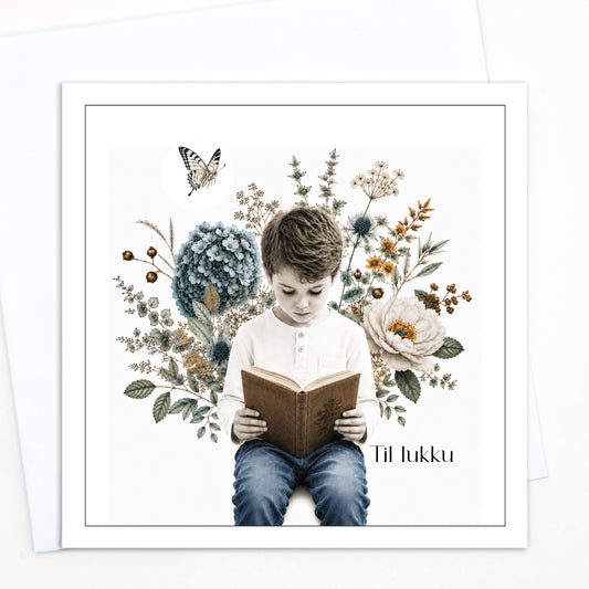Kort - Strákur með bók