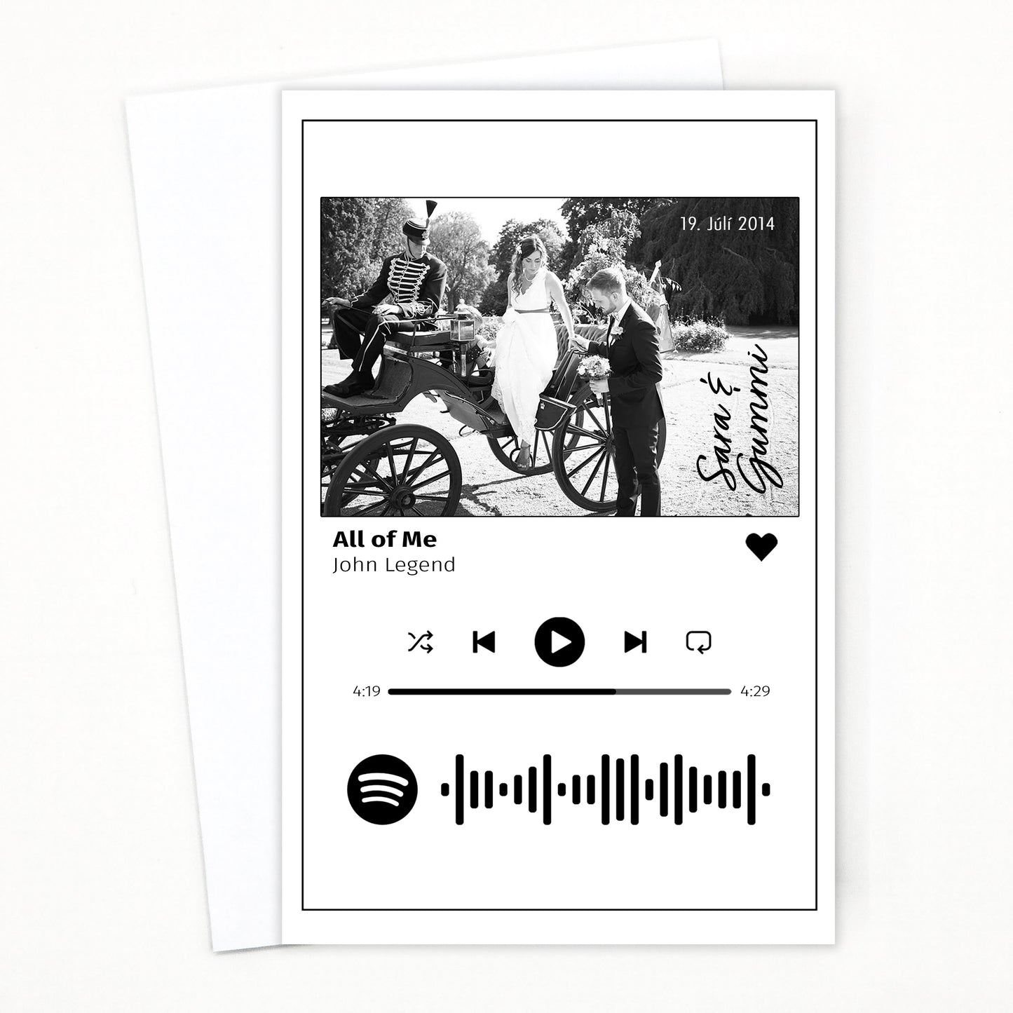 Persónulegt kort með Spotify kóða